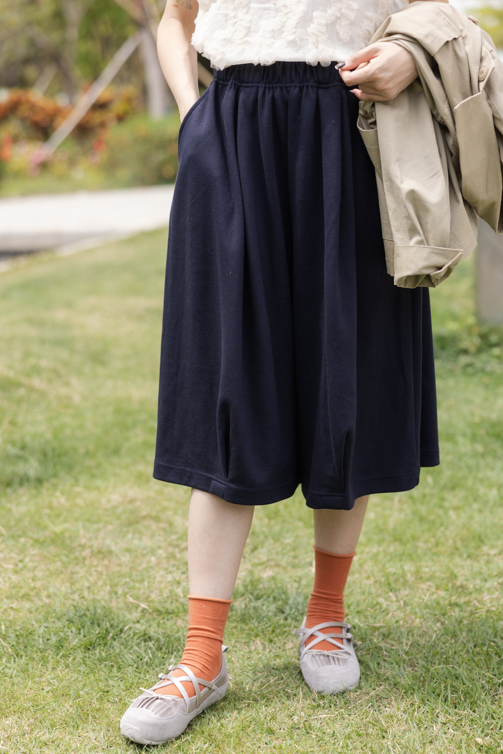 高質靚料及膝褲/深藍