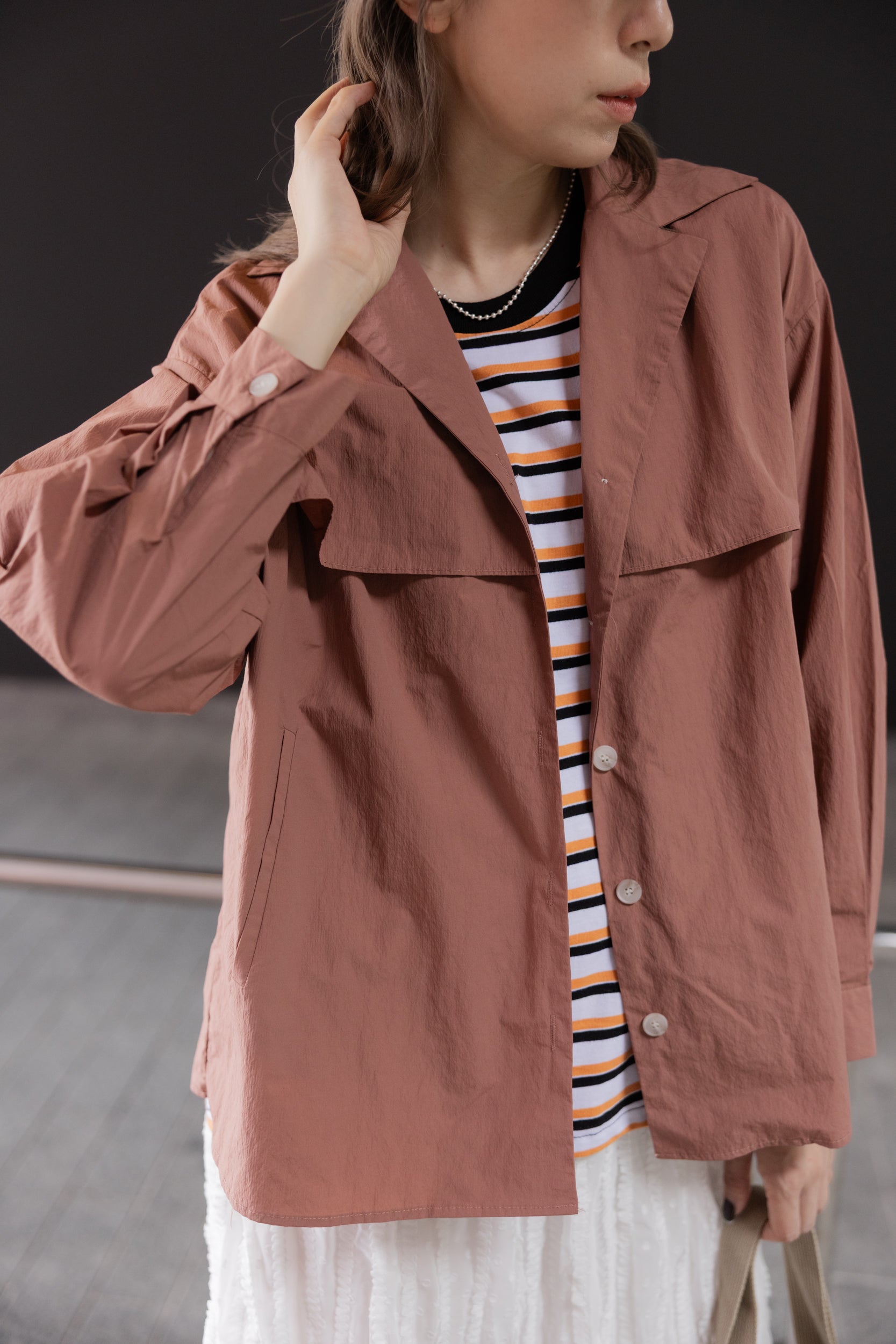 Double-Flap薄外套/粉紅