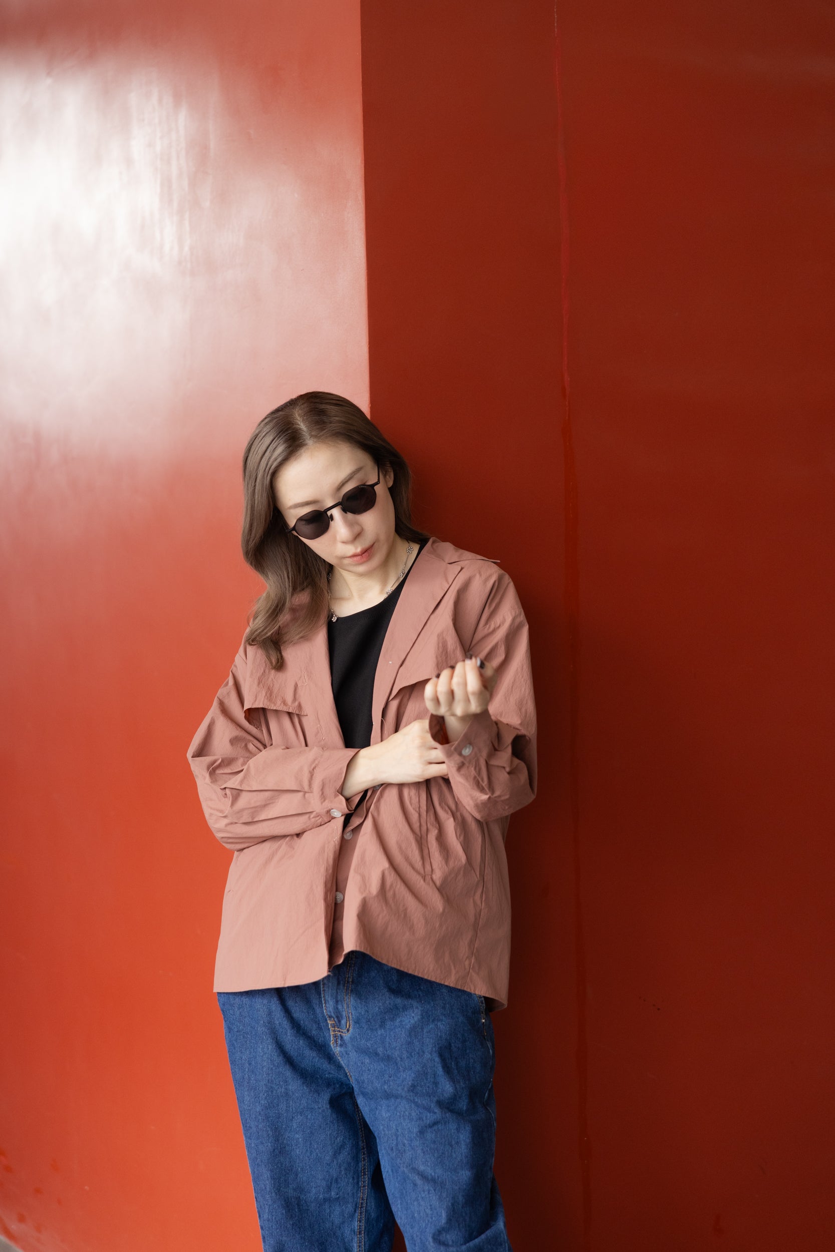 Double-Flap薄外套/粉紅