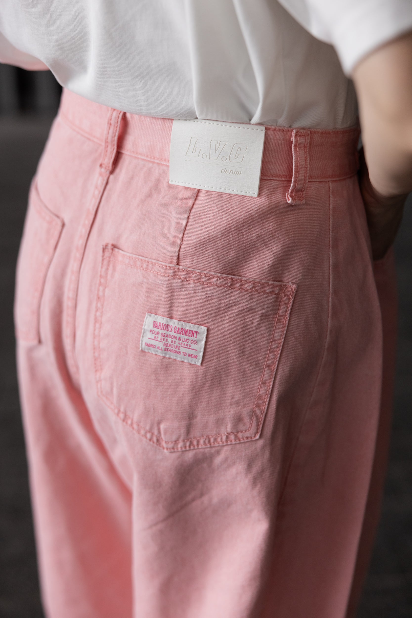 薄身顏色牛仔褲/粉紅