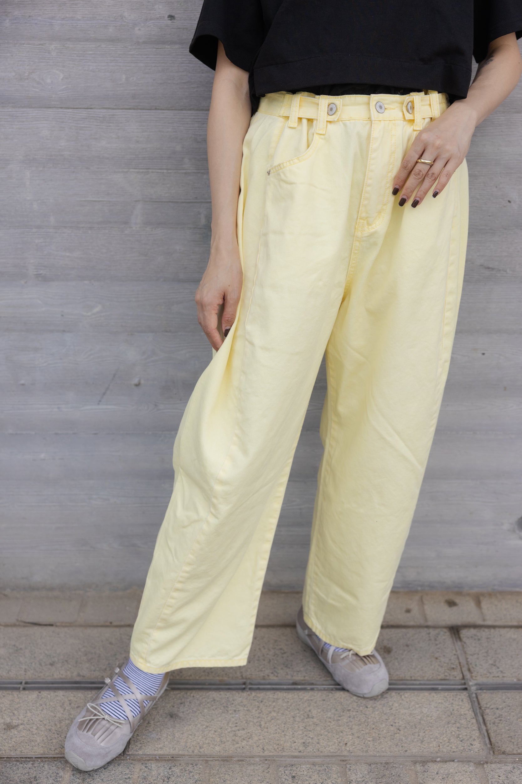 薄身顏色牛仔褲/黃