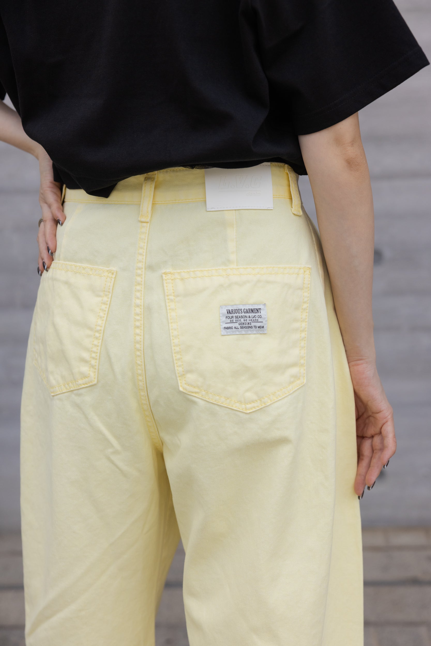 薄身顏色牛仔褲/黃