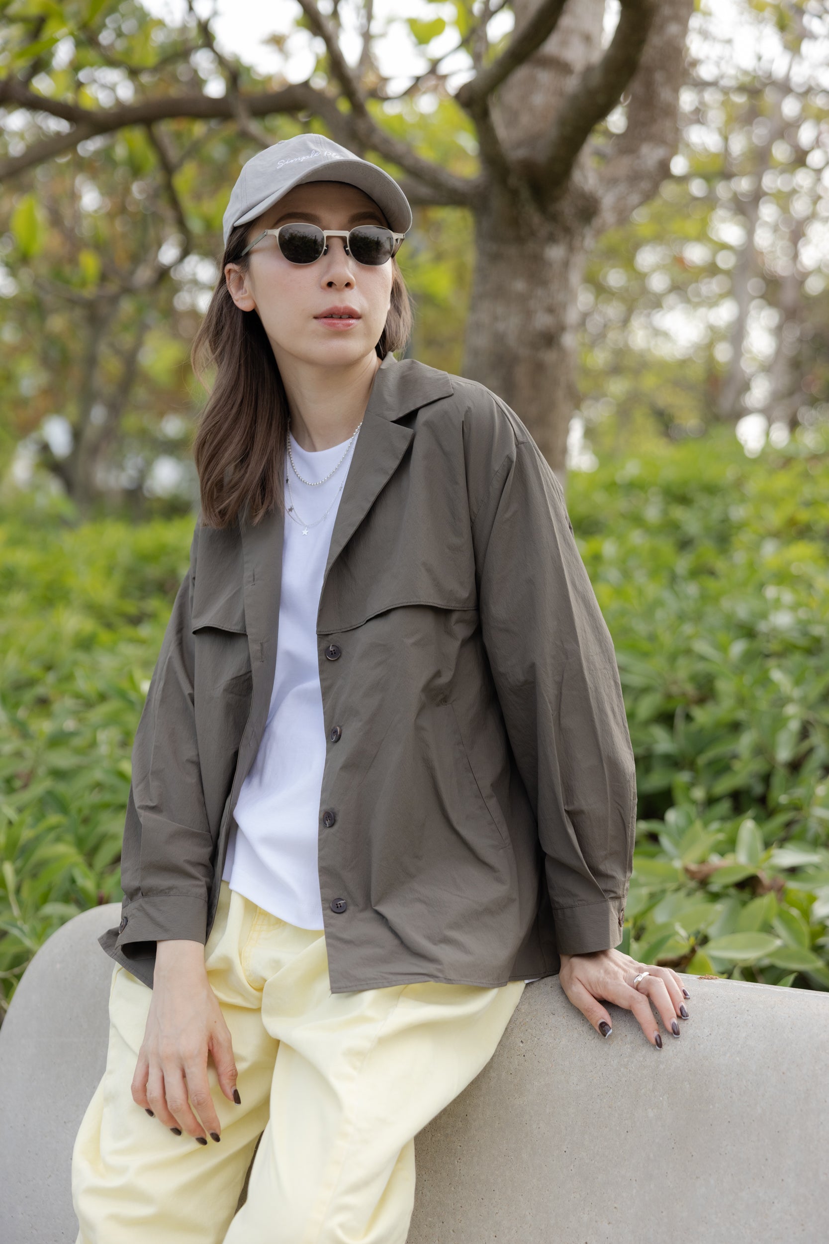 Double-Flap薄外套/軍綠