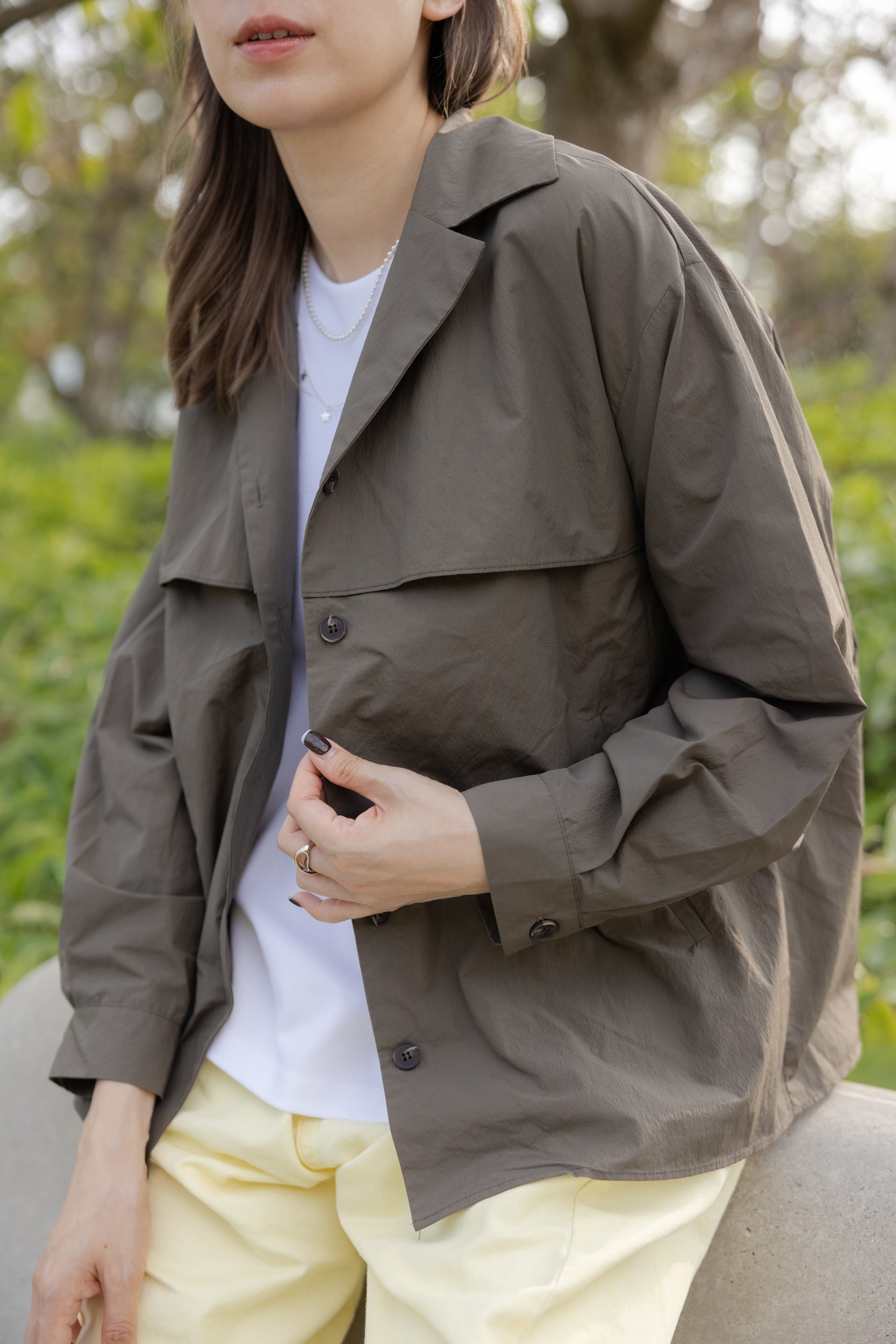 Double-Flap薄外套/軍綠