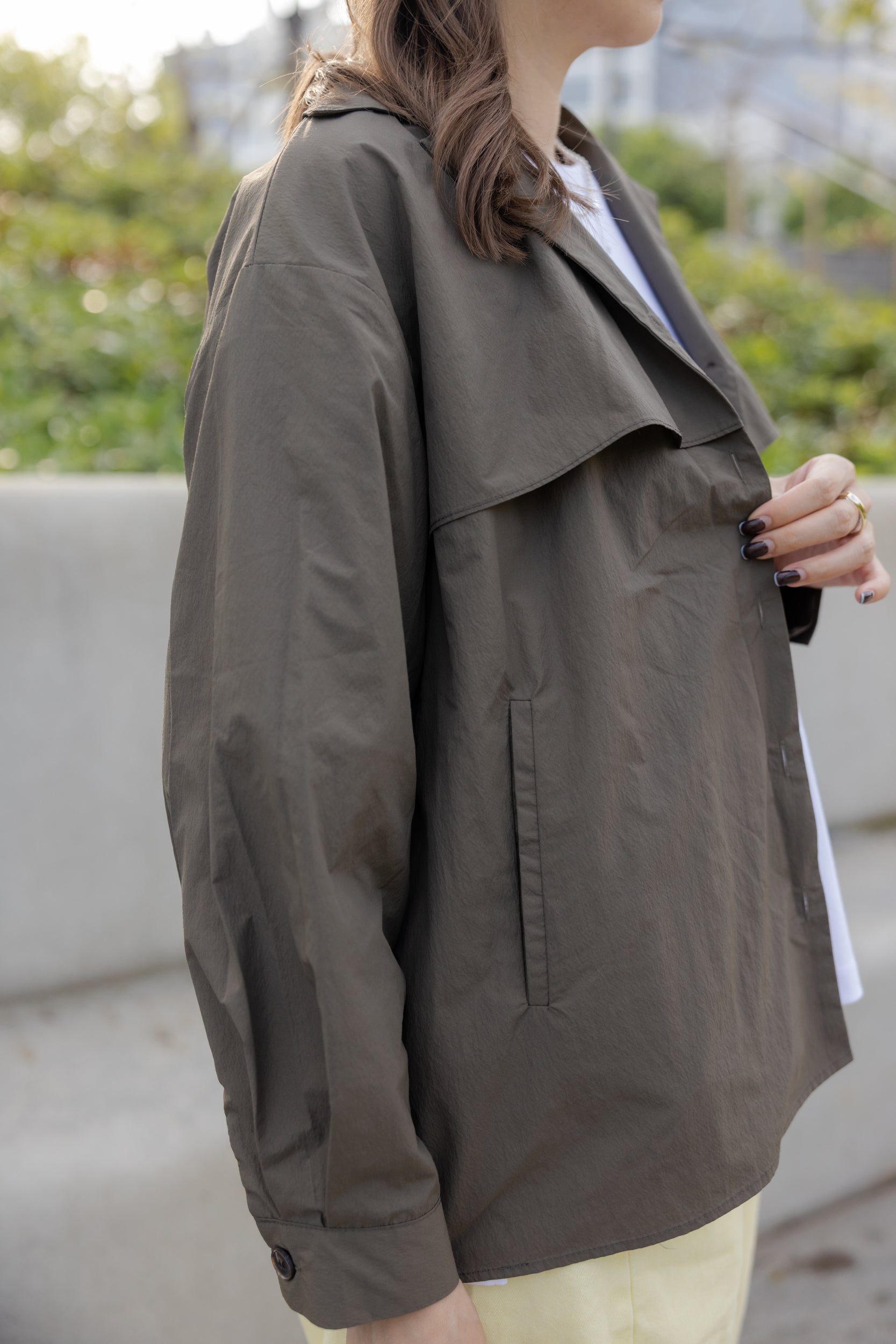 Double-Flap薄外套/軍綠