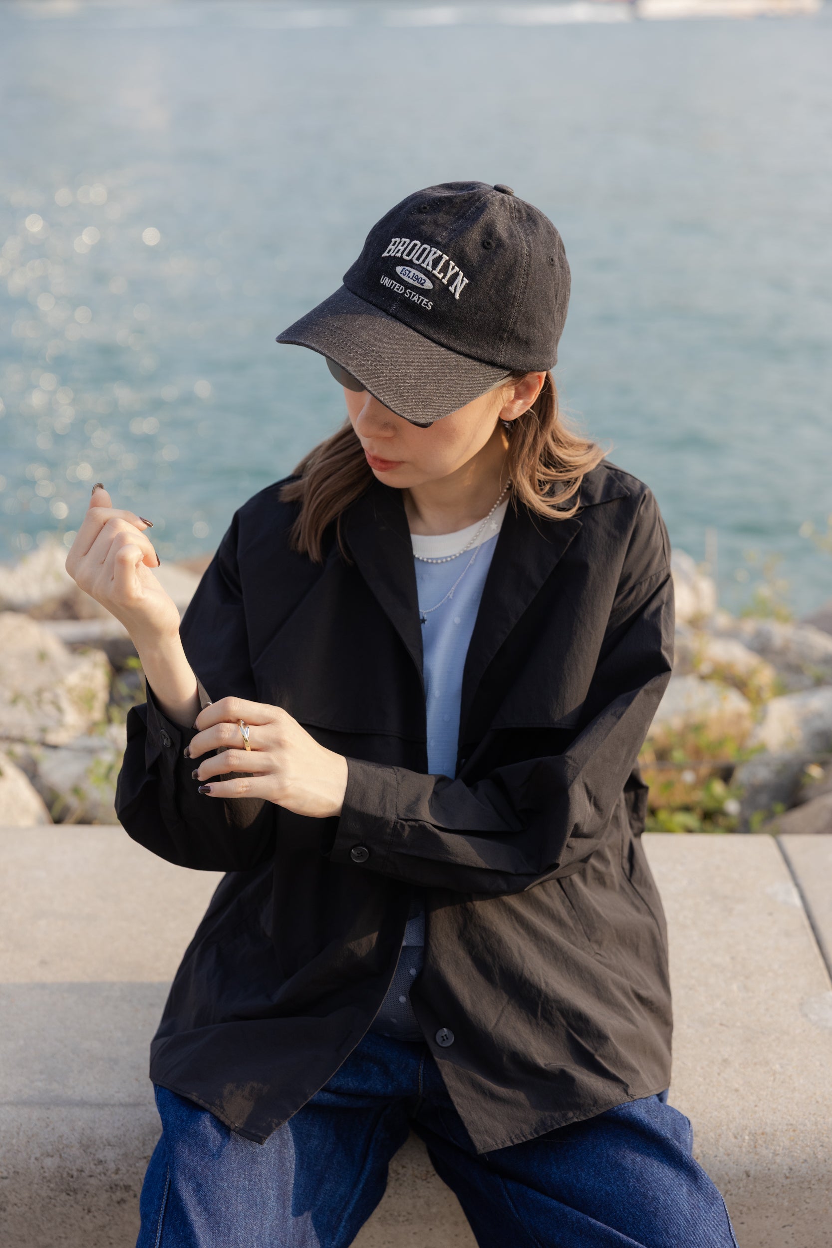 Double-Flap薄外套/黑