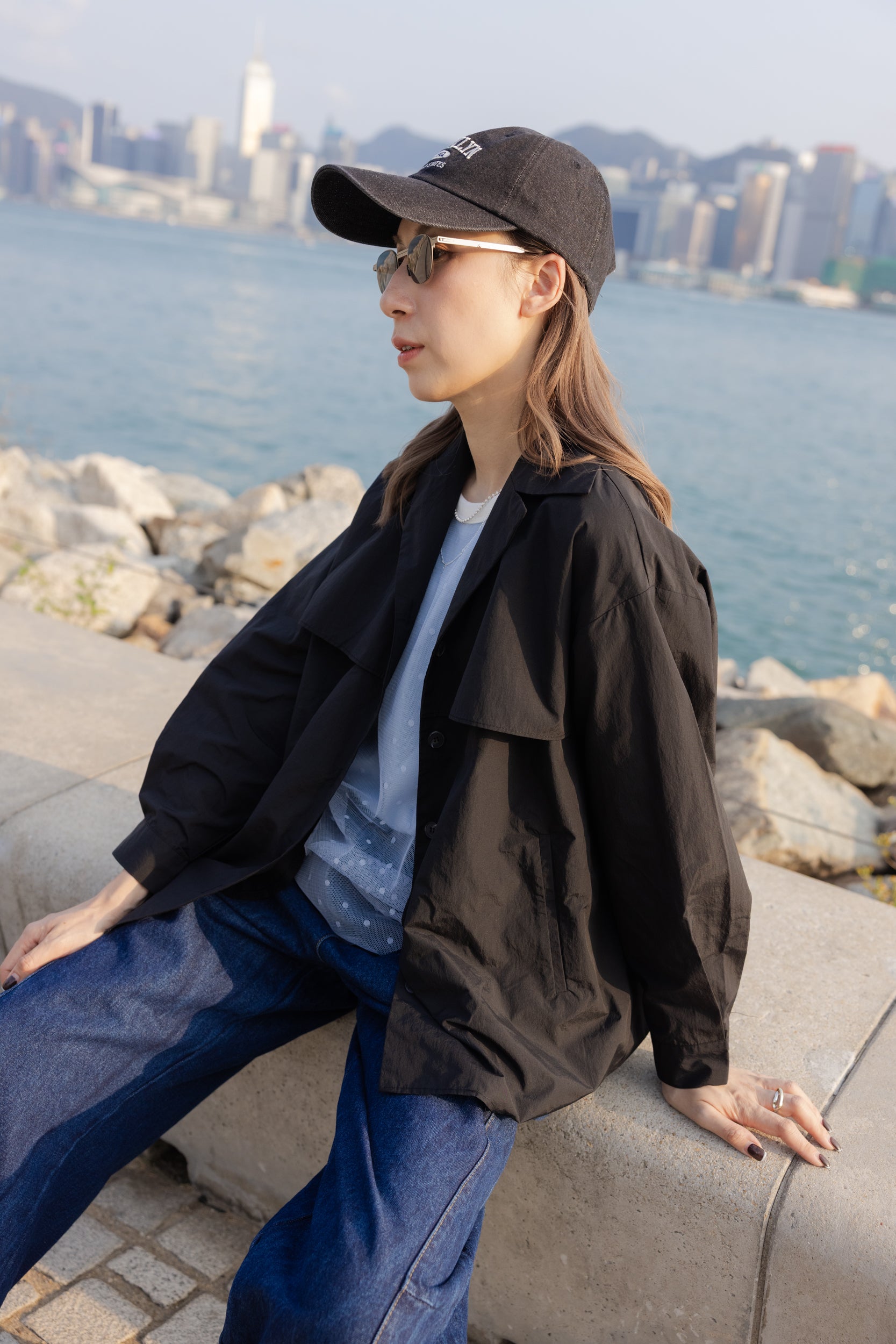 Double-Flap薄外套/黑