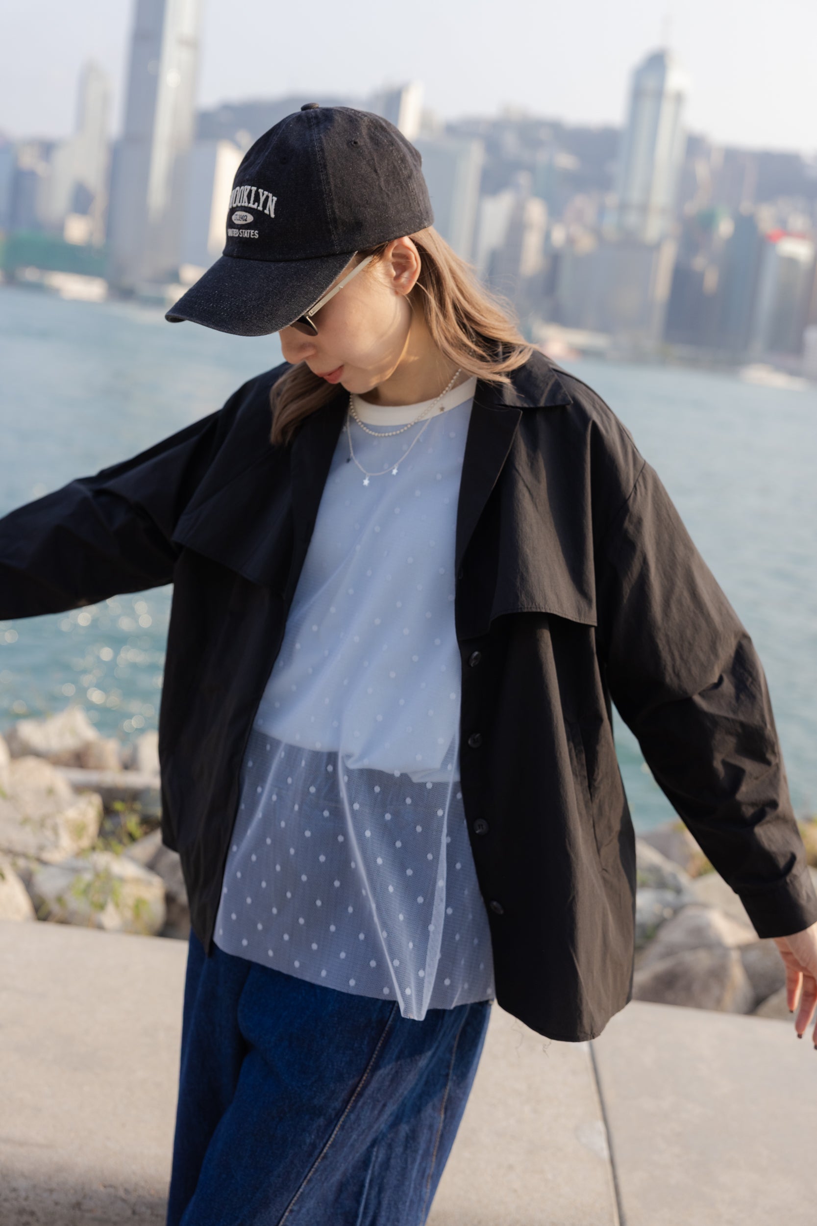 Double-Flap薄外套/黑