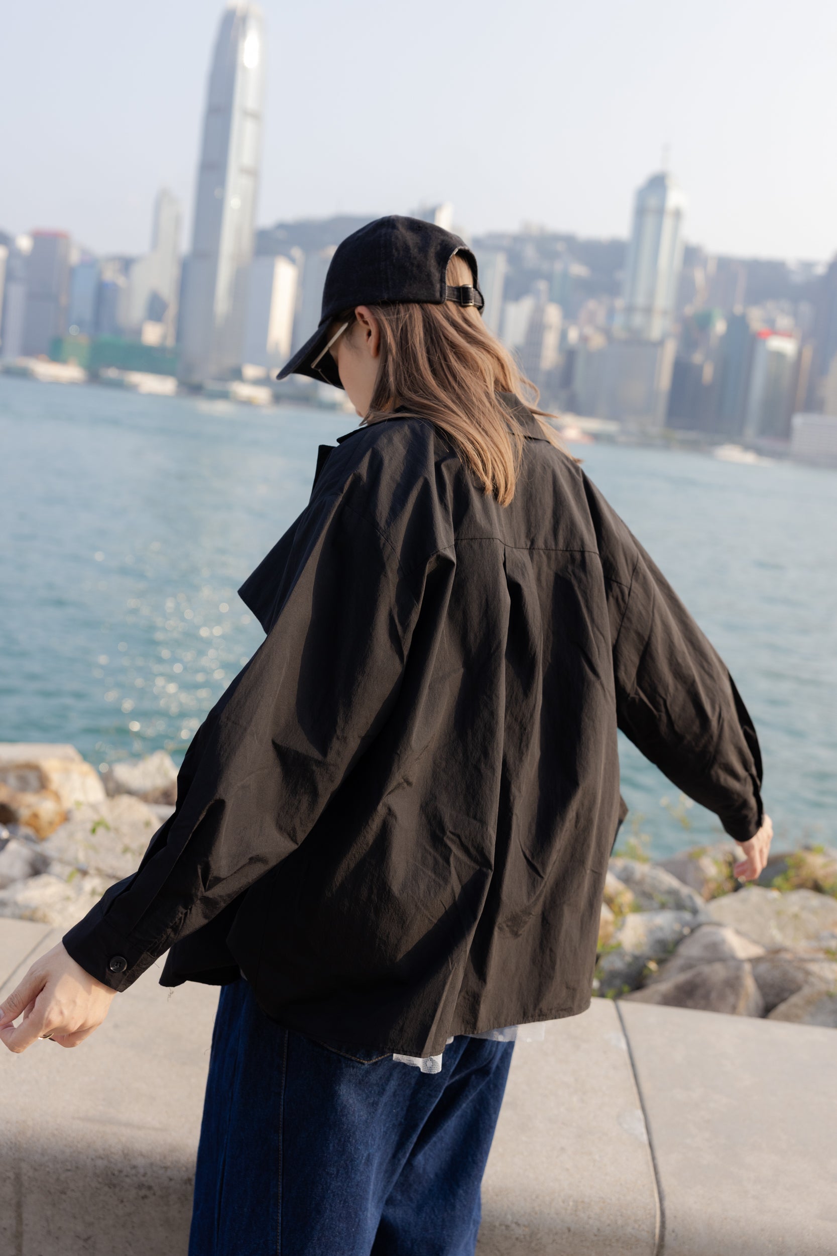 Double-Flap薄外套/黑