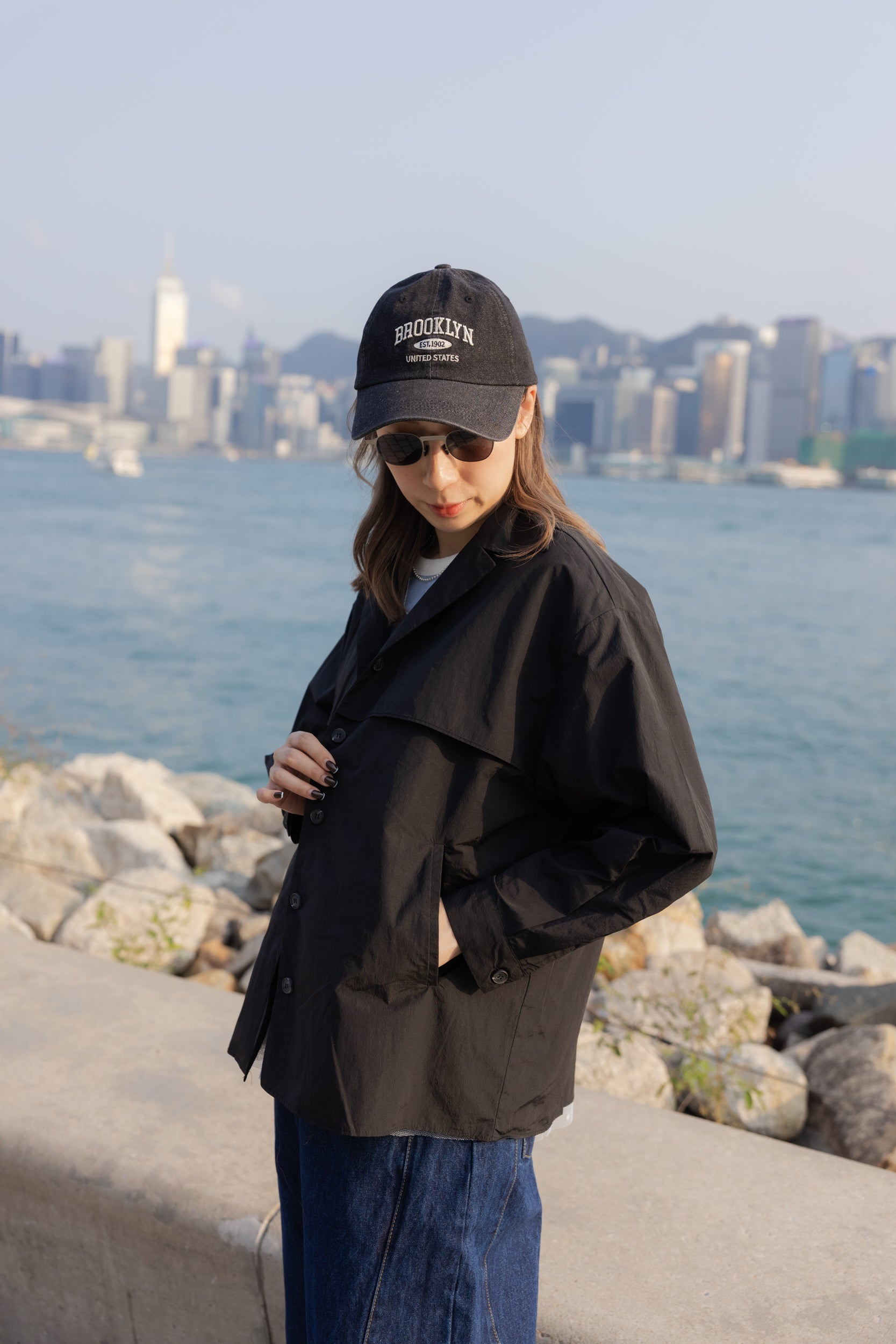 Double-Flap薄外套/黑