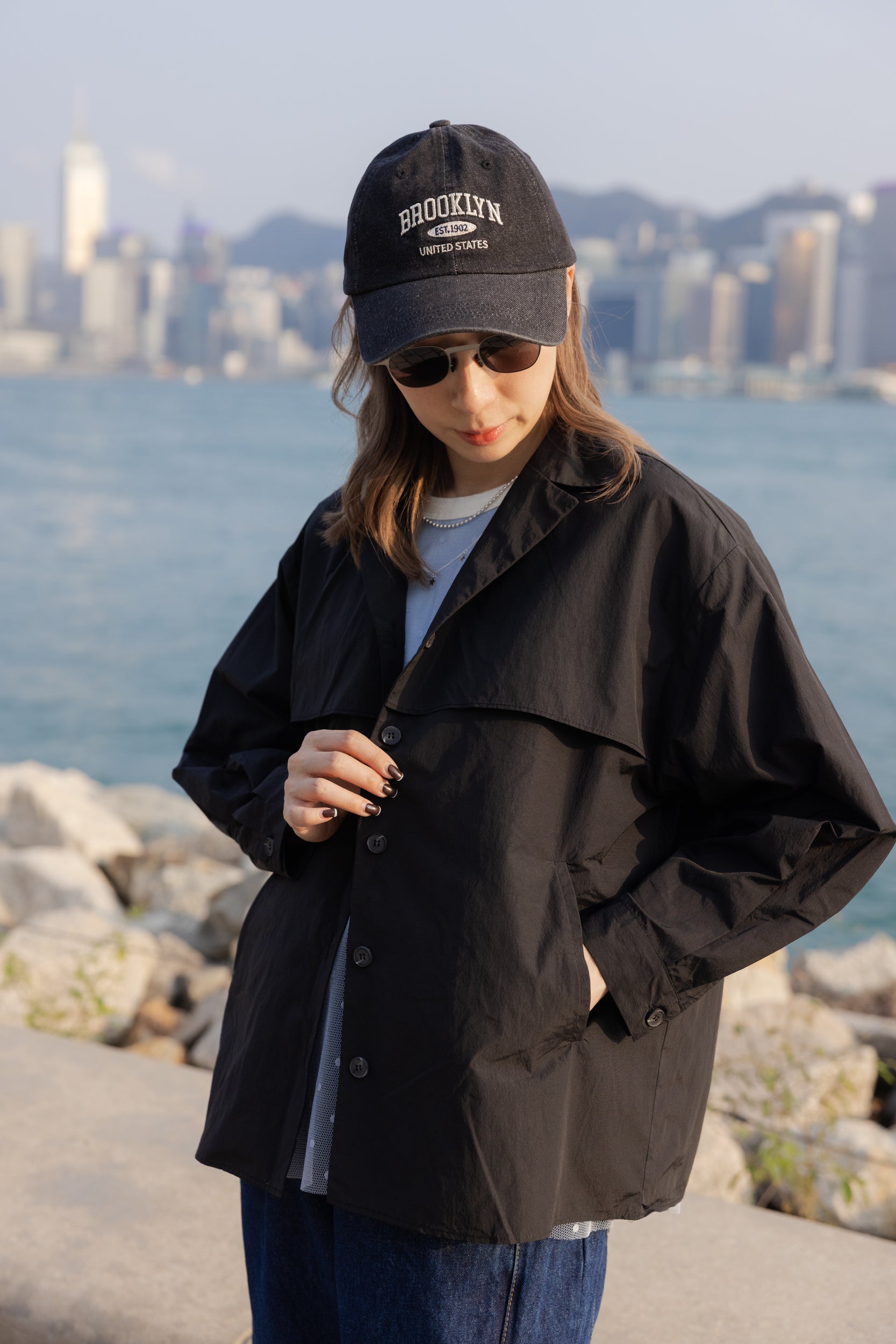 Double-Flap薄外套/黑