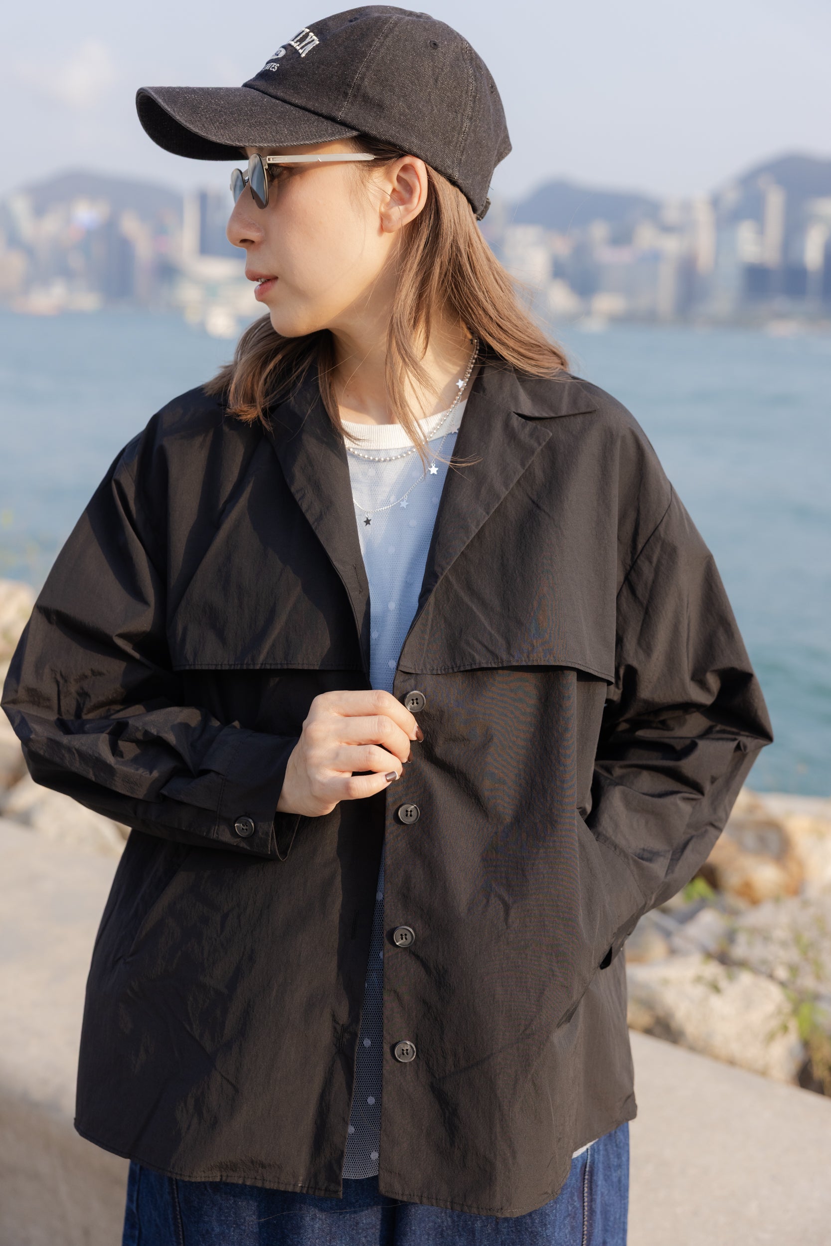 Double-Flap薄外套/黑