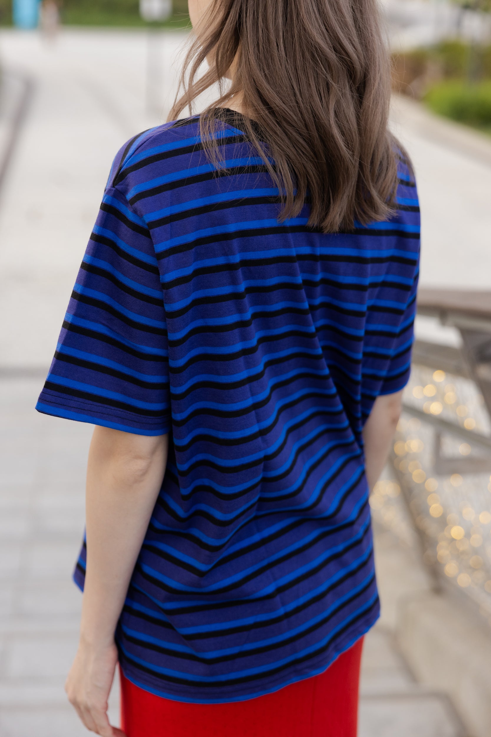 三色間條T-shirt/藍