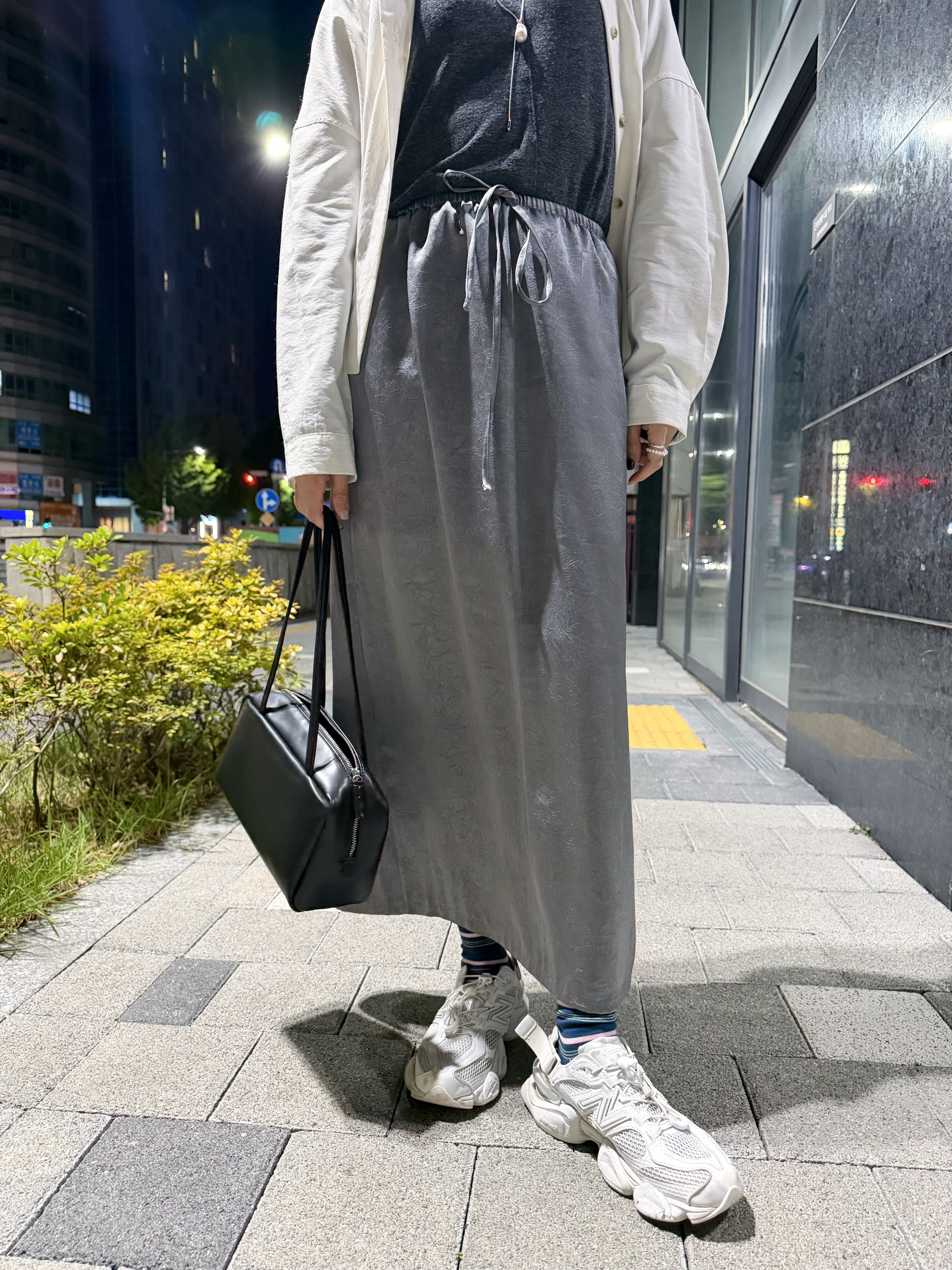 Satin微A裙/灰