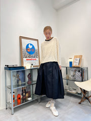 兩側縮褶散裙/黑