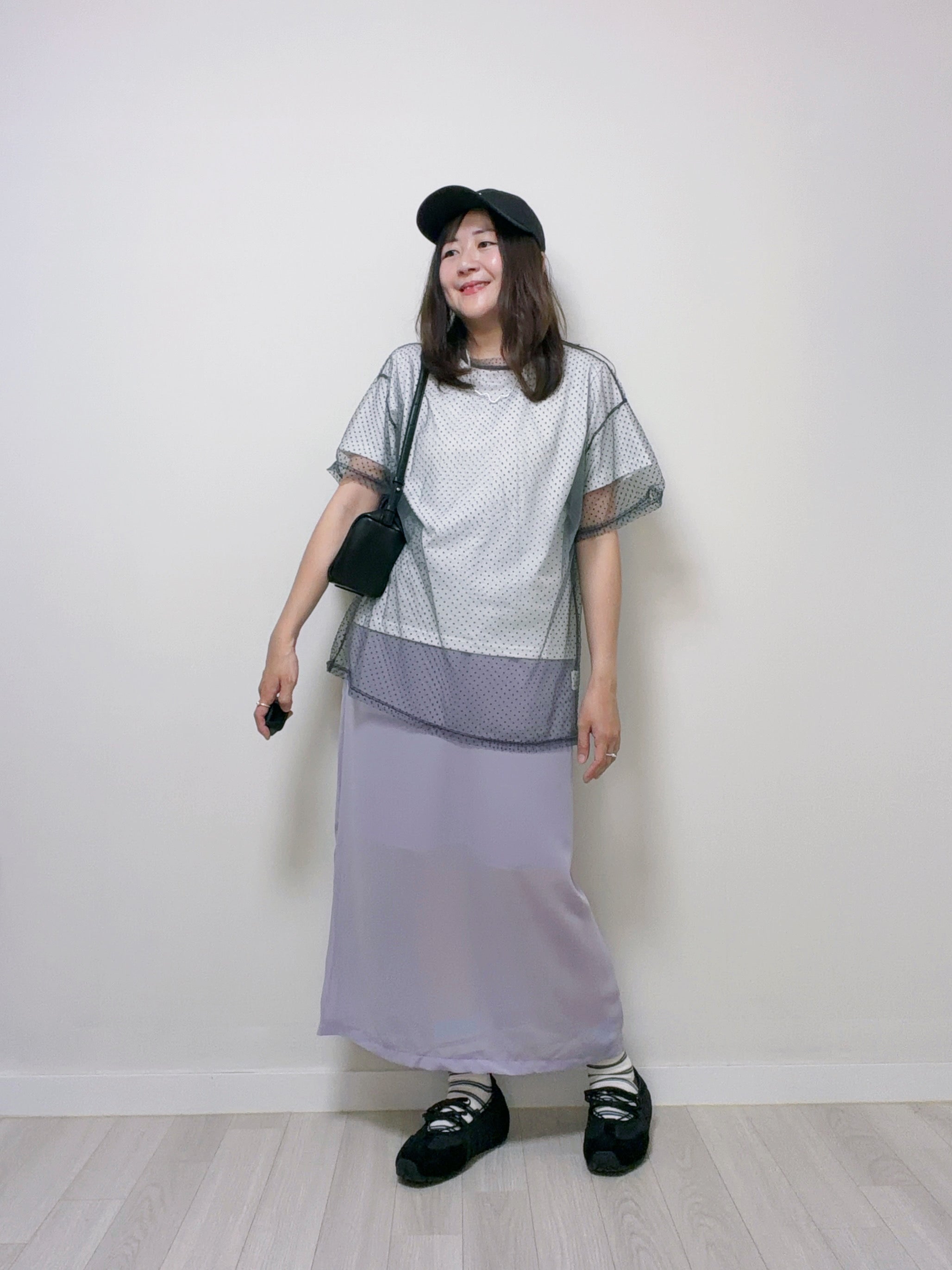 點點網布闊衫/灰 （不連T-shirt)
