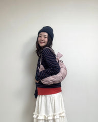 縮褶微令面手袋/淡粉紅