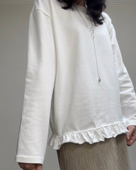 衫腳Ruffle長T-shirt/白