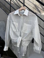 透薄條子shirt/白