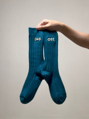 Day Off繡字襪/藍綠