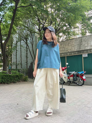 蝙蝠袖T-shirt/藍