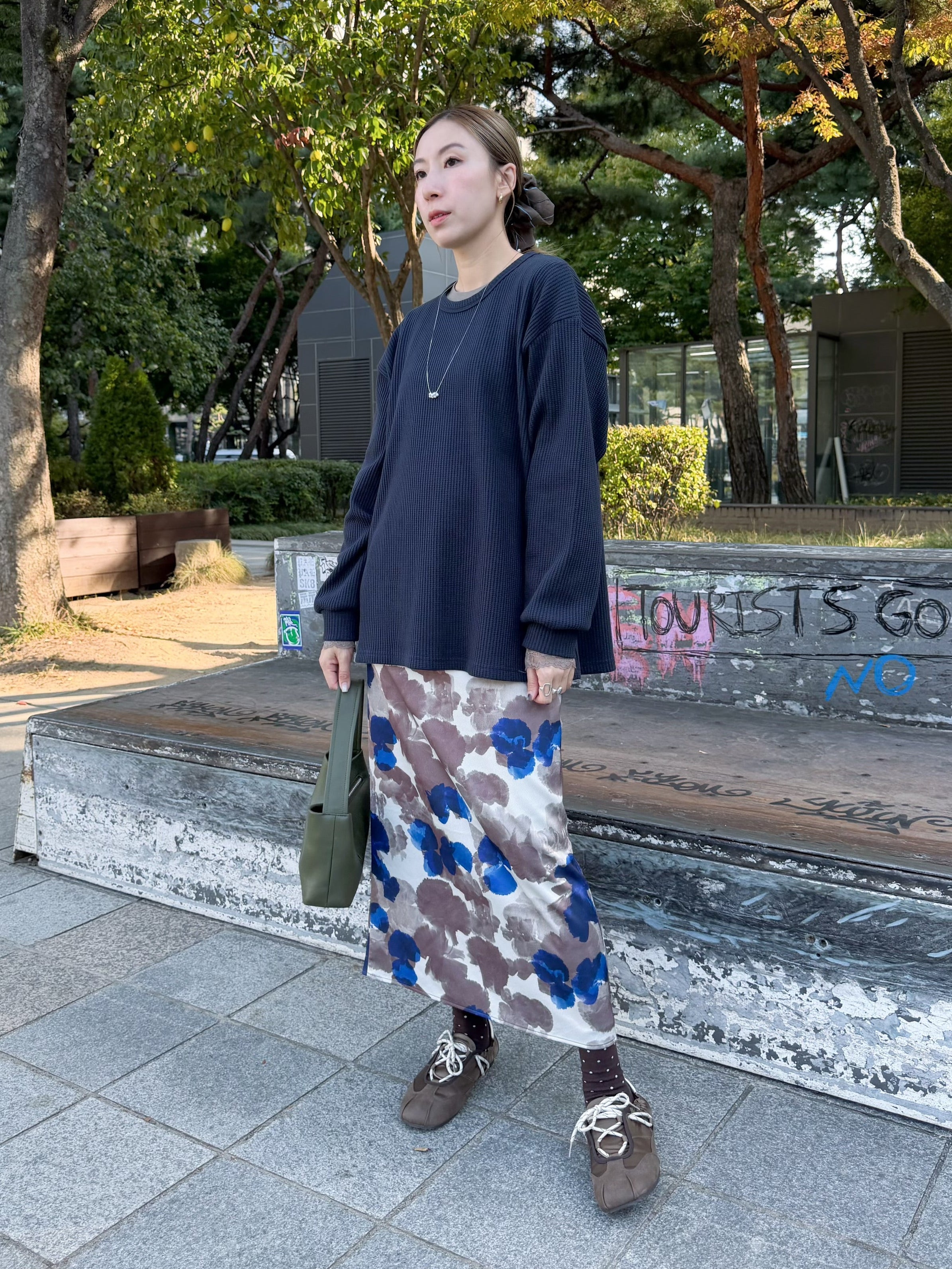 Waffle T-shirt/深藍