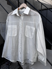 透薄條子shirt/白