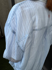 透薄條子shirt/淺藍