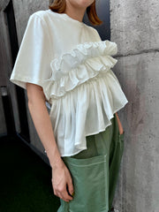 大Ruffle Tee/白