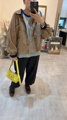 燈芯絨boxy恤衫外套/杏