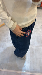 撞色邊T-shirt/白+杏 (size 偏細, 適合穿開XS-S碼客人)