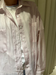 透薄條子shirt/粉紅