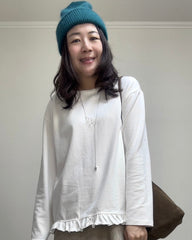 衫腳Ruffle長T-shirt/白