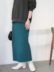 Rib Skirt Green Color