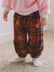 Sugar Fleece Check Jogger Pants Red