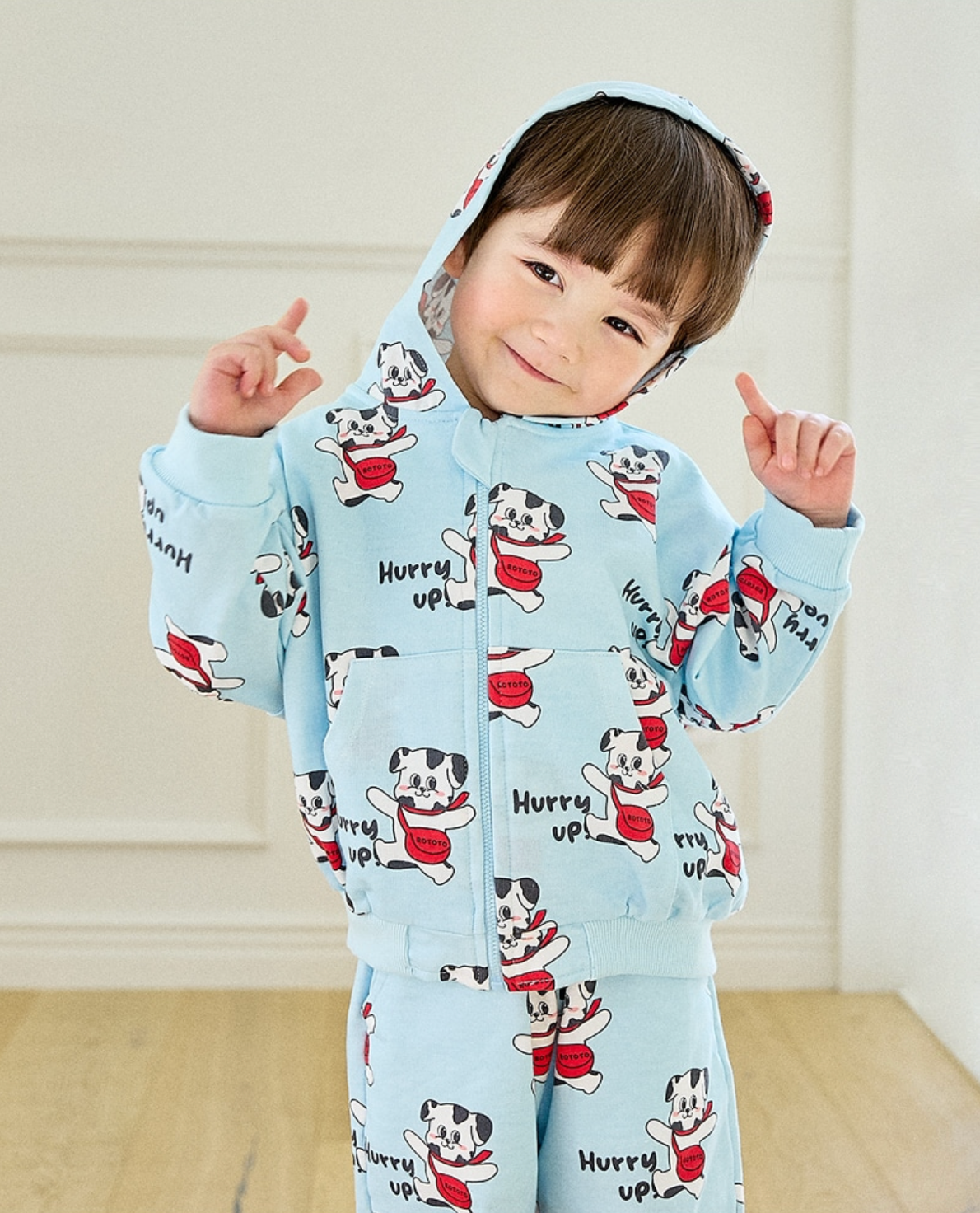 [兩件套]Honey Hood Zip-up Set Hurry Up Tanee