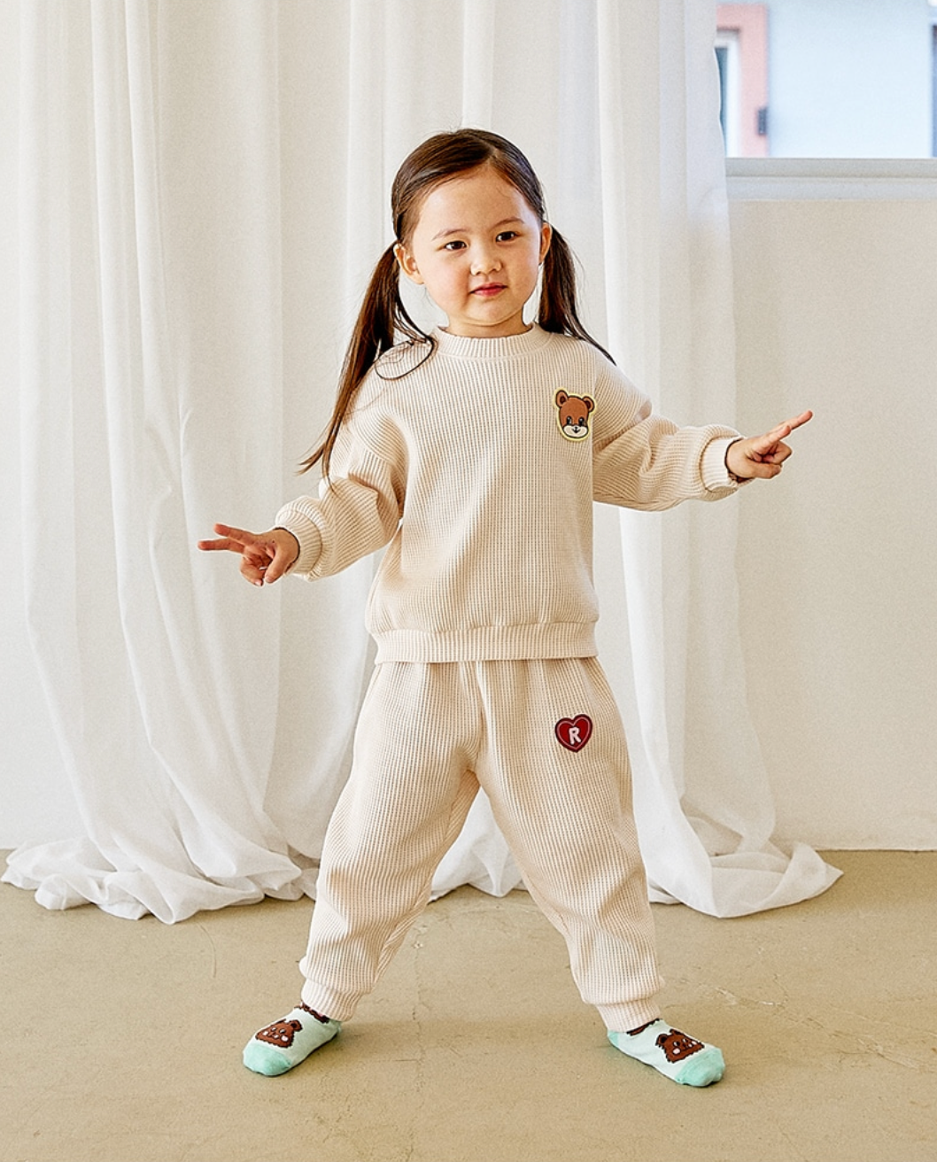 [兩件套]Honey Waffle Sweatshirt Set-up Cream