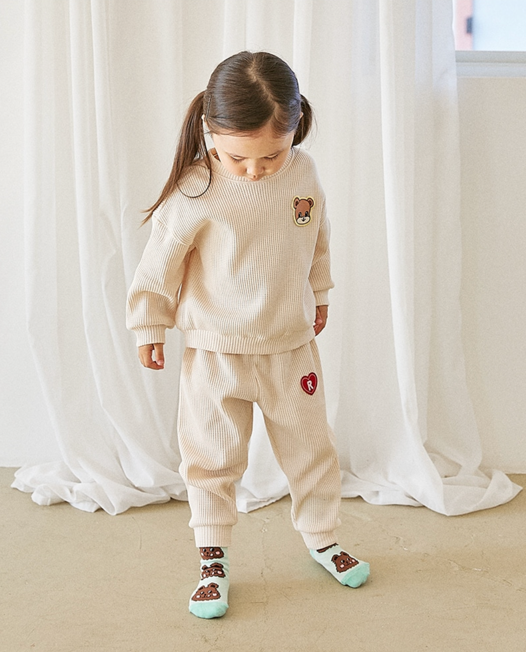 [兩件套]Honey Waffle Sweatshirt Set-up Cream