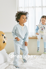 [睡衣兩件套]Honey Line Set Blue