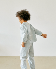 [睡衣兩件套]Honey Line Set Blue