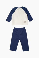 [睡衣兩件套]Honey Raglan Set-up Navy