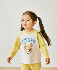 [睡衣兩件套]Honey Raglan Set-up Yellow