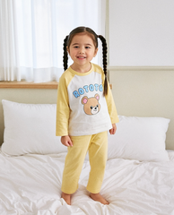[睡衣兩件套]Honey Raglan Set-up Yellow