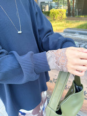 Waffle T-shirt/深藍