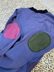 手肘patch work T-shirt/紫藍