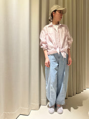 透薄條子shirt/粉紅