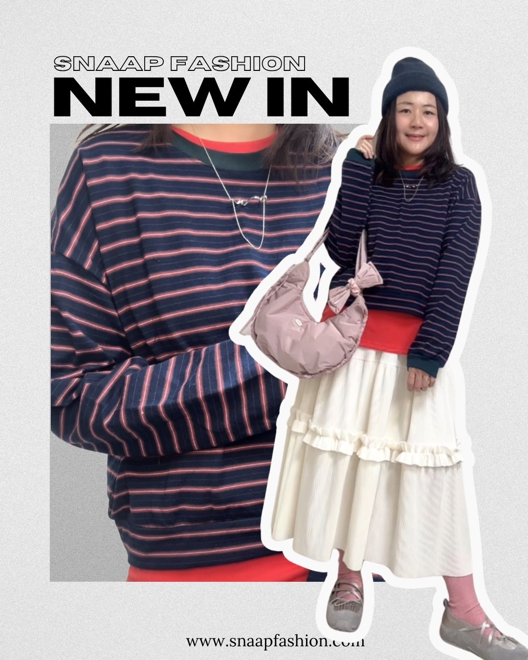 多色間條腳級T-shirt/深藍