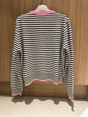 間條cardigan/粉紅邊