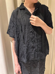 雪紡ruffle恤衫/黑