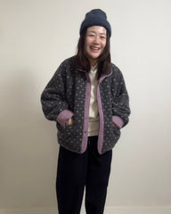 雙面點點外套/霧紫+灰